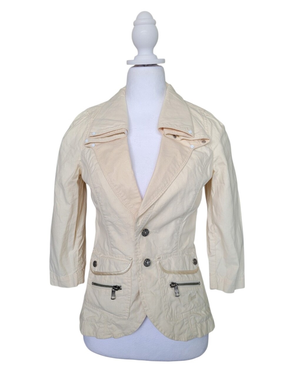 Vintage DIESEL Y2K Hemp Cotton Utility Blazer Asymmetric Jacket XS
